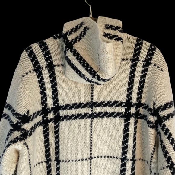 VTG L. RALPH LAUREN Heavy Knit Lambswool Hooded Toggle Tartan Midi-Cardigan Sz L - Picture 9 of 16